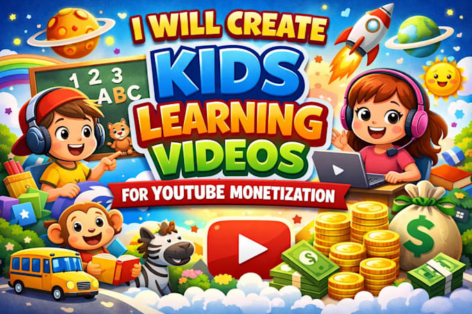 Create high quality kids learning videos for youtube monetization by ...