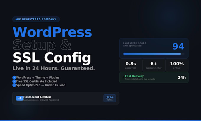 install wordpress, set up hosting and configure SSL for your website