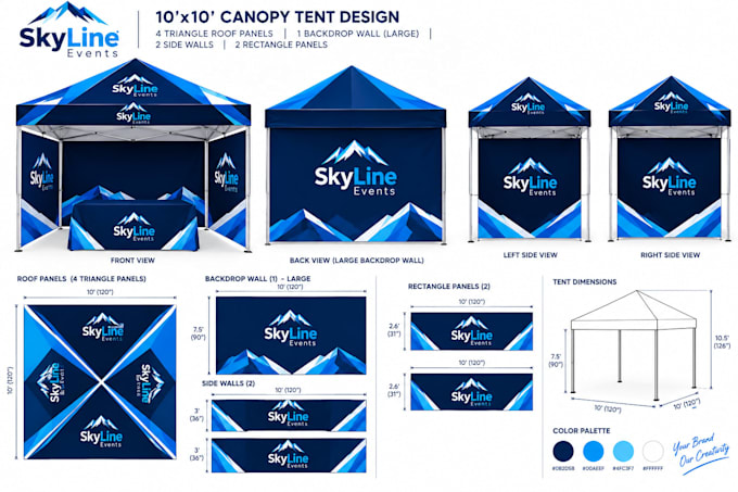 designe10x10canopy tent feather flag table cover with 3d mockups