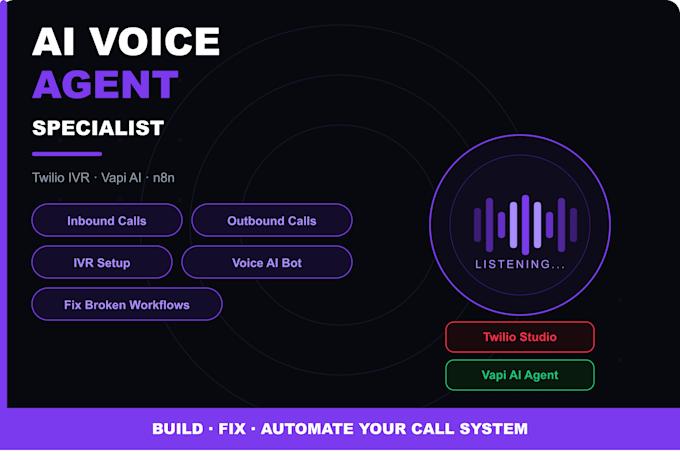Build twilio ivr ai voice agent, inbound outbound calling system, n8n ...