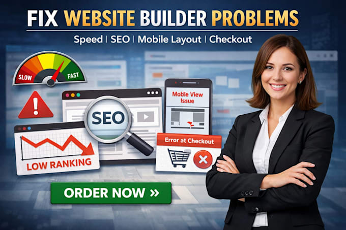 fix website builder problems including speed SEO mobile layout checko