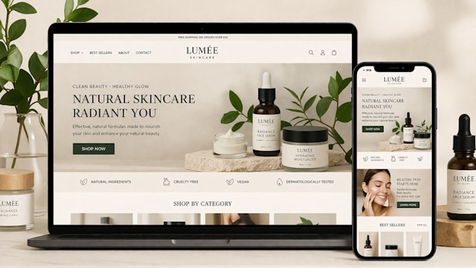design skincare shopify store beauty cosmetics makeup lipstick skincare website