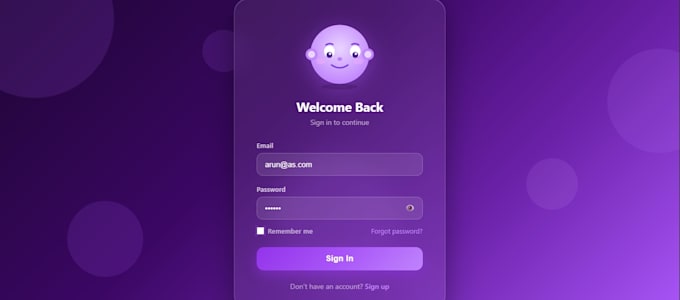 create animated login UI with interactive avatar in react
