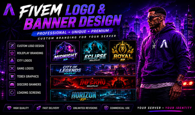 create animated fivem server logo banner and gta rp branding