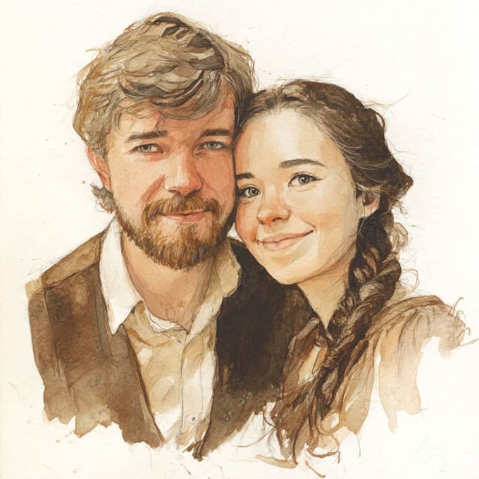 draw a watercolor couple portrait