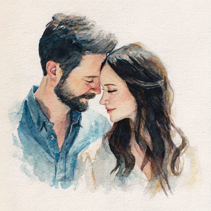 draw a watercolor couple portrait