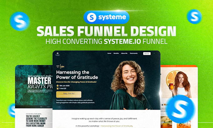 design a system io sales funnel or systeme io landing page
