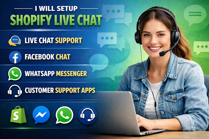 setup shopify live chat, facebook, whatsapp messenger and customer support apps