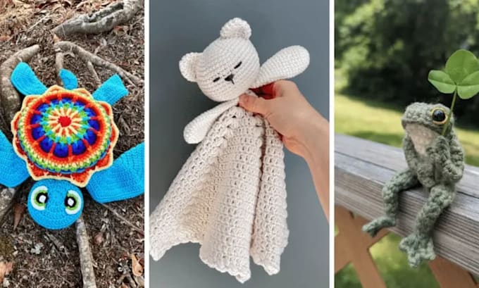 custom amigurumi crochet plush toy patterns with step by step PDF tutorial