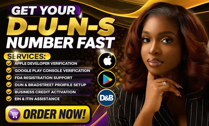 get your d u n s number fast for apple developer, google play, fda