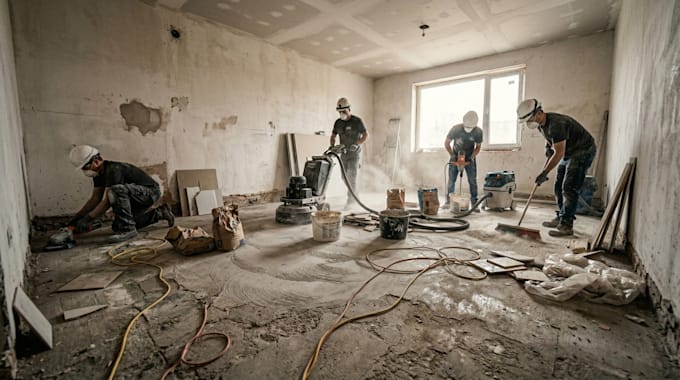 create viral ai epoxy flooring time lapse, before after transformation video