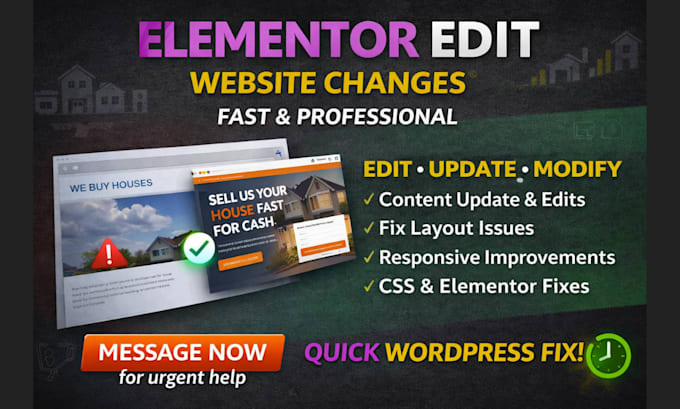 do elementor edit or update content and modify wordpress website changes