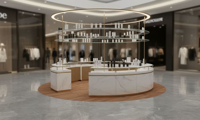 Rectaangular Retail Platform Display Design 3d retail display stands posm kiosks gondola system and product ...
