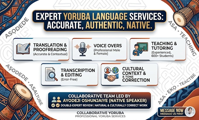interpret, translate and teach yoruba