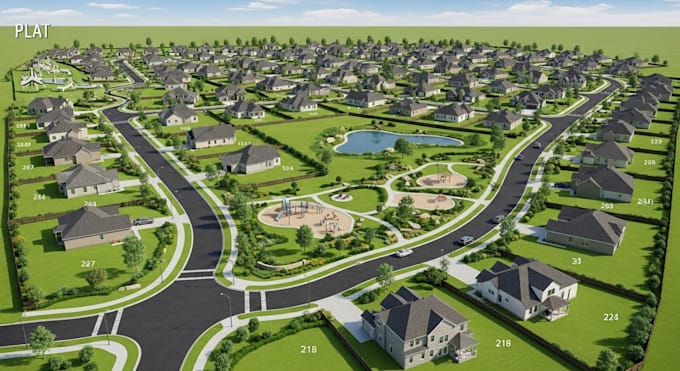 Render map illustration or site plan, rv park, subdivision campground ...