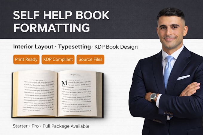 design self help book interior, layout KDP book formatting, typesetting