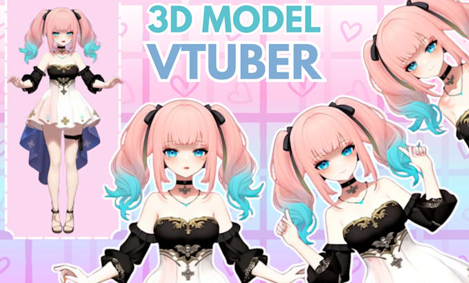 create 3d anime character models for vtuber, game character, 3d rigging, vroid