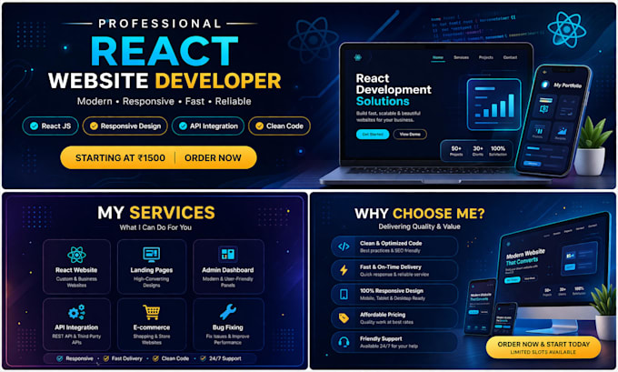 build responsive react website or web app with modern UI