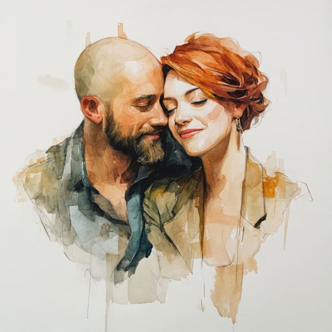 draw a watercolor couple portrait