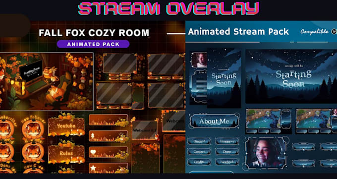 do animated stream overlay twitch emote stream package streamer logo obs overlay