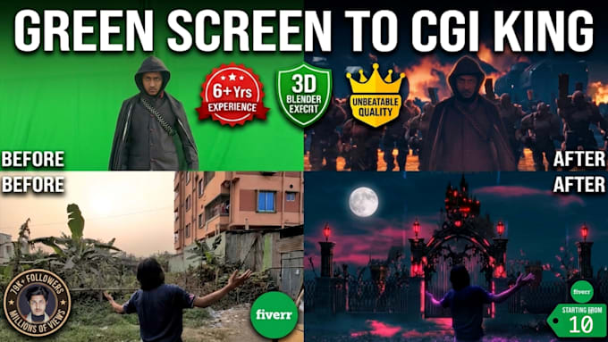 do professional vfx,compositing and special effects for your videos
