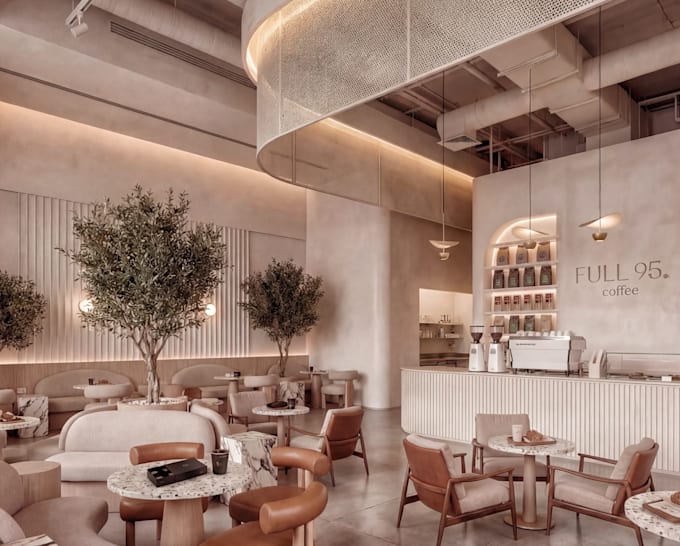redesign coffee shop, restaurant interior 3d rendering, lounge,bar,2d floor plan