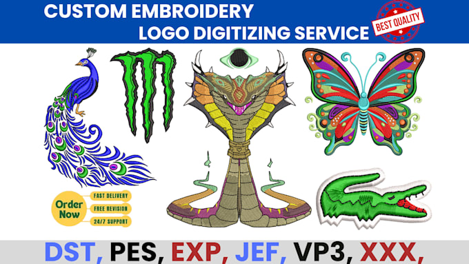 embroidery digitizing logo and image to dst pes jef files