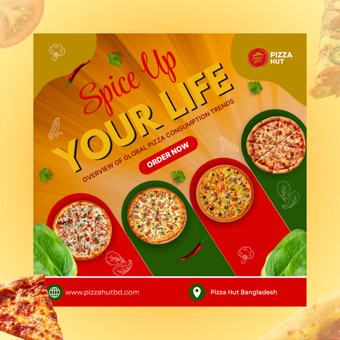 design creative food and pizza social media posts