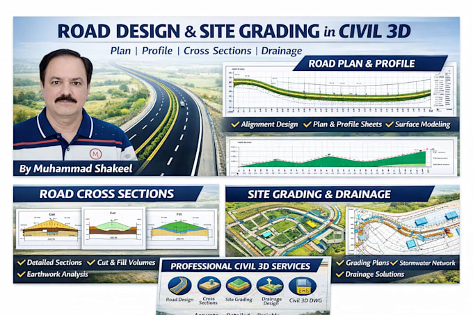 create road plan profile cross sections and site grading in civil 3d