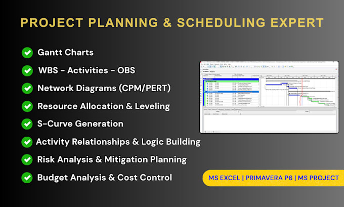 create gantt chart, wbs and work schedule with primavera p6