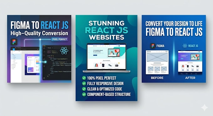 convert figma to react js website with pixel perfect design