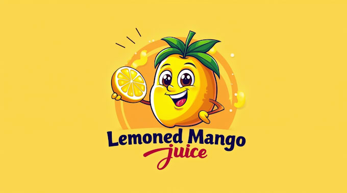 do unique mango juice lemoned mascot logo design