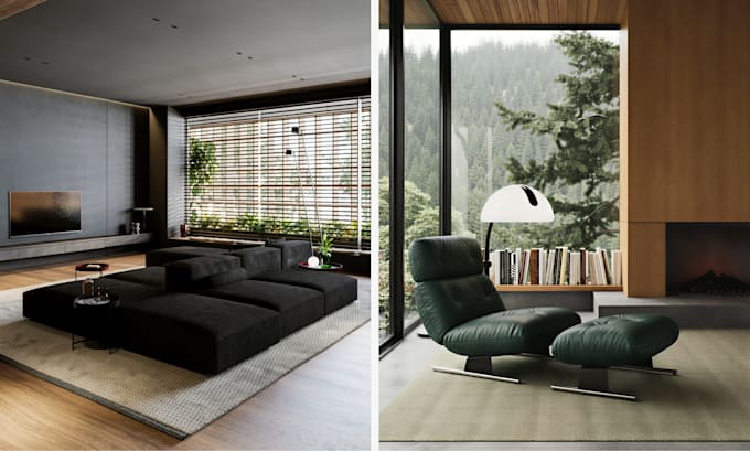 create photorealistic interior living room renders