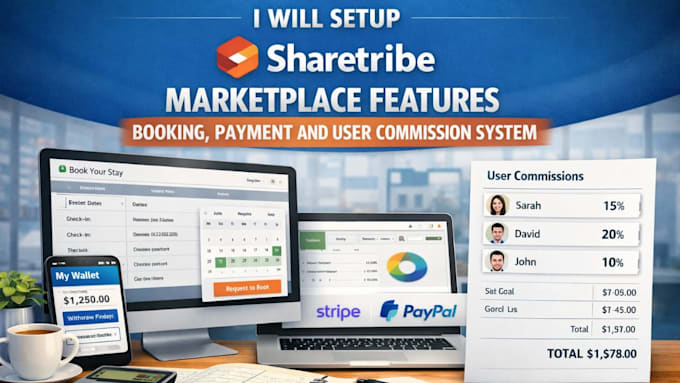 Setup sharetribe marketplace features booking payment and user