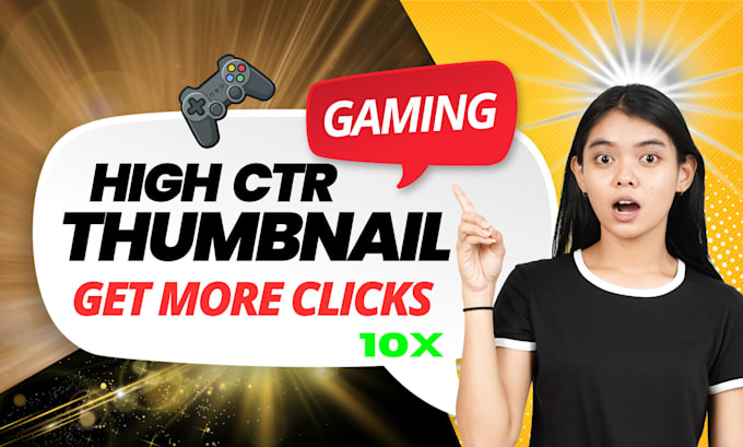 design scroll stopping gaming thumbnails for youtube with ultra high CTR