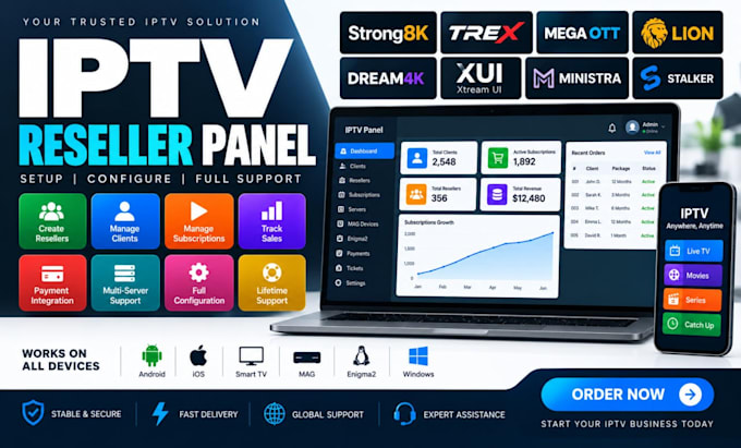 setup reseller panel strong8k, trex, b1g, mega ott, reseller panel, web, lionott