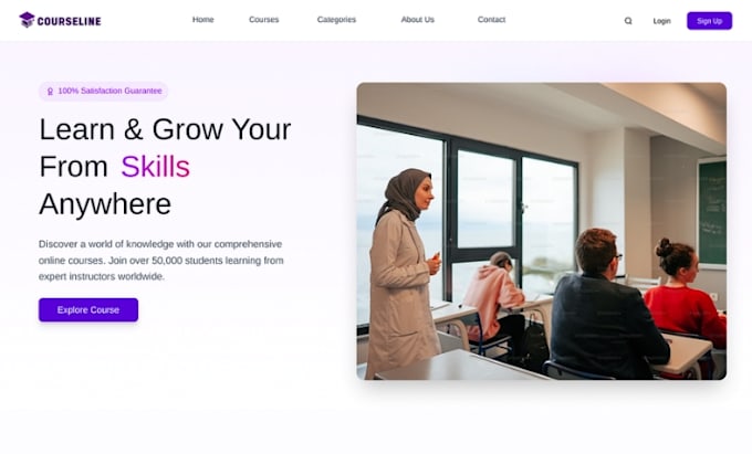 design lms ui ux website mockup on figma, e learning and course  figma website
