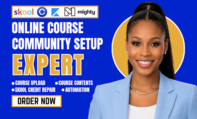 setup skool elearning course curriculum, skool community, skool credit repair
