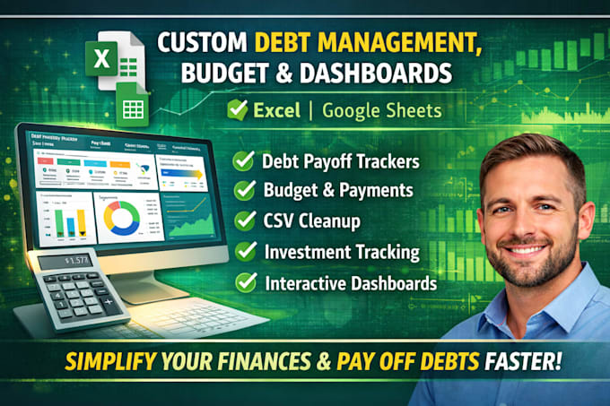 custom debt management debt payoff budget csv planner in excel google sheets