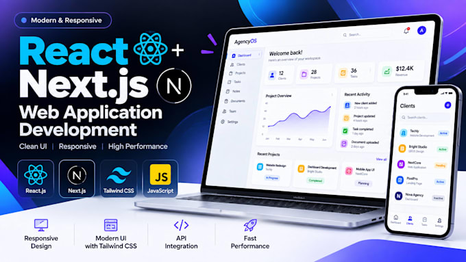build a modern react or next js website with tailwind CSS