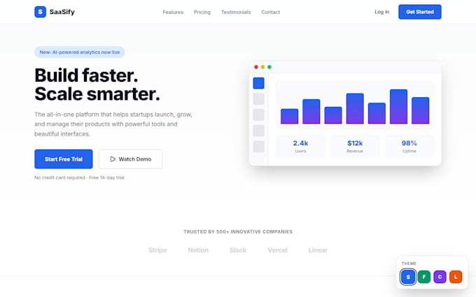 build a scalable react landing page or saas frontend