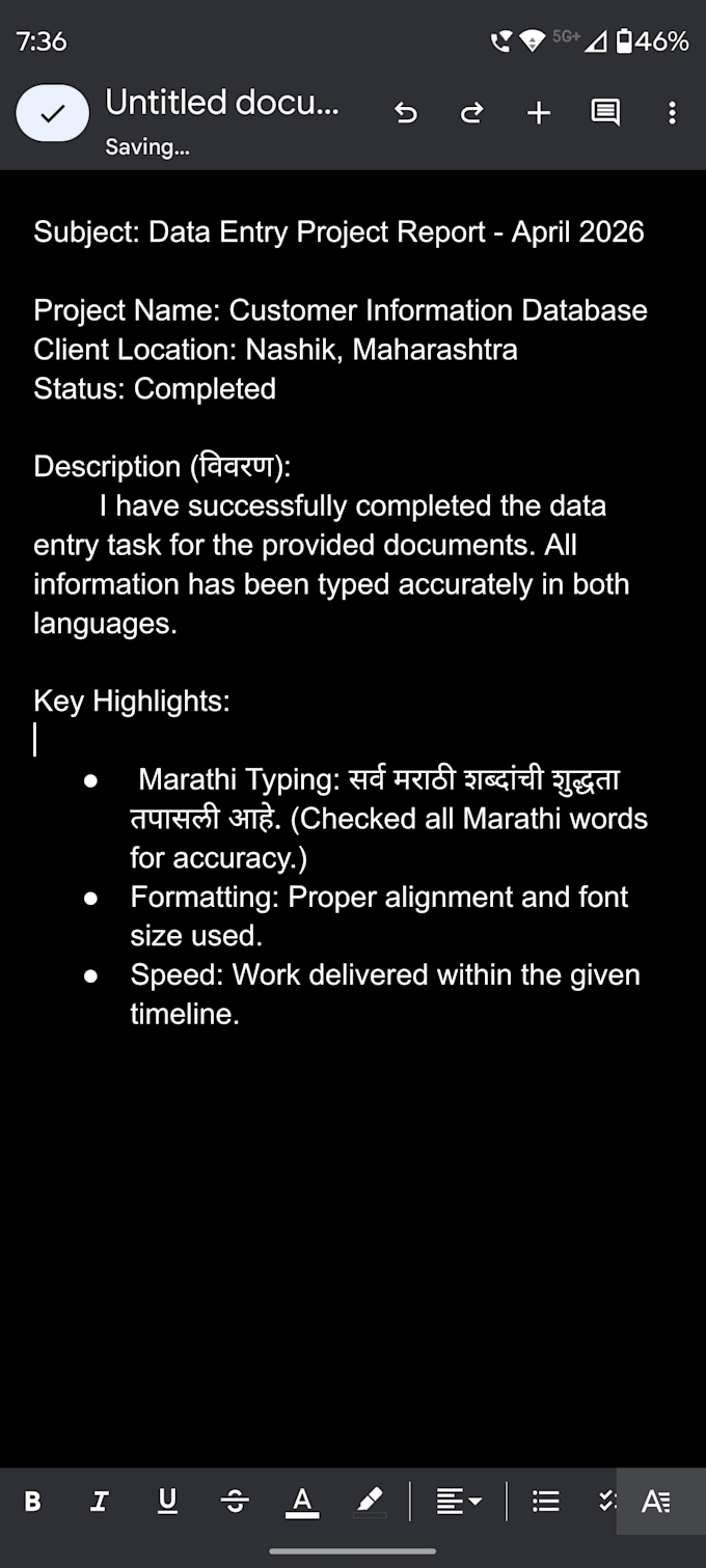 do fast english and marathi data entry and typing work