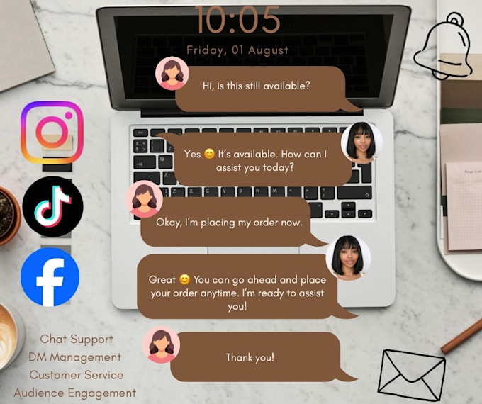 manage dms and reply to customer messages professionally