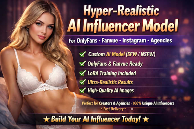 Create hyper realistic ai influencer model for onlyfans, fanvue and