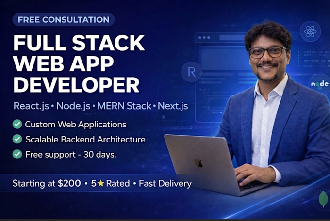 build a full stack web app react node js mongodb developer