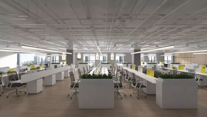 design 3d office design, business space, workspace design, work environment