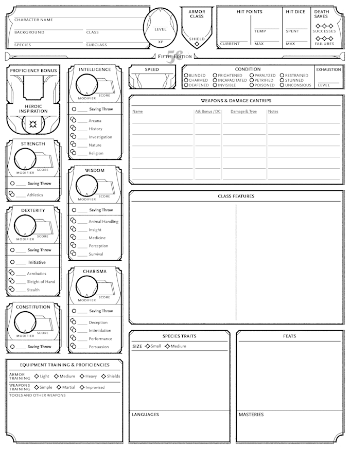 create an optimized dnd 2024 5e character sheet for you