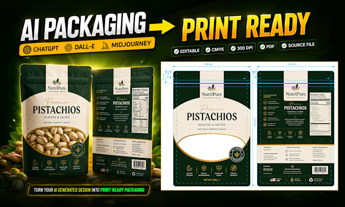 quickly edit, resize or redesign ai packaging or label into print ready
