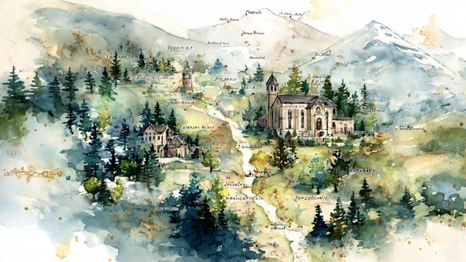 do custom watercolor wedding map