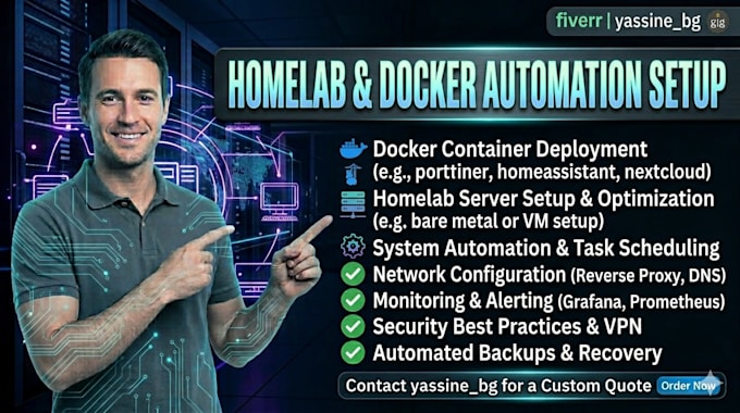 setup your homelab server with docker containers and automation
